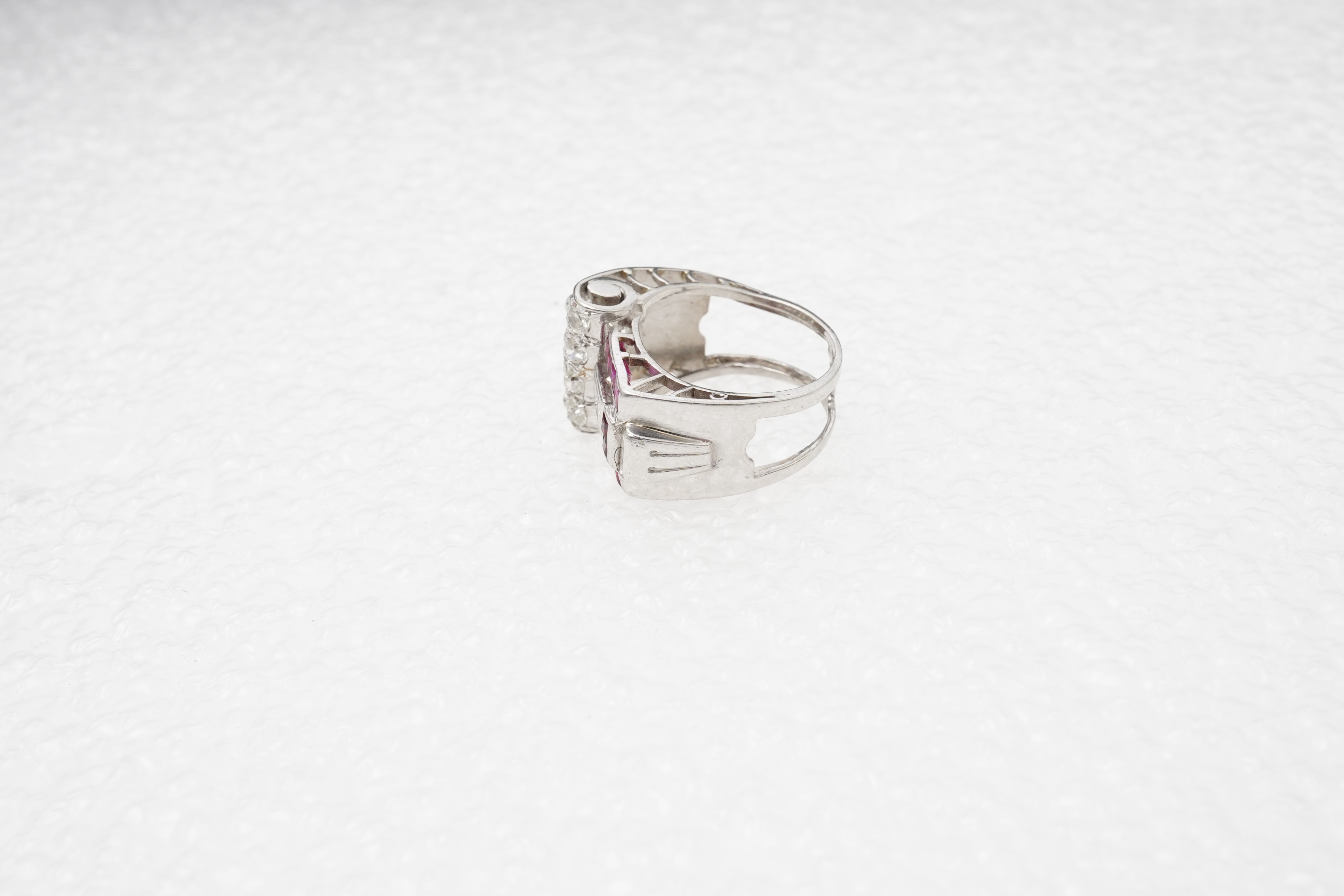 A Retro ruby and diamond ring, circa 1940